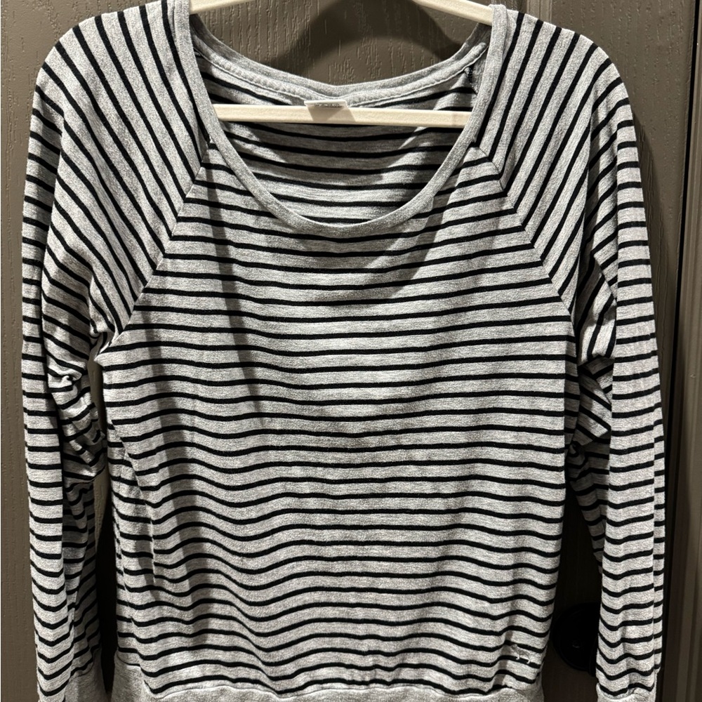 Victoria's Secret PINK Black and Gray Striped T-Shirt